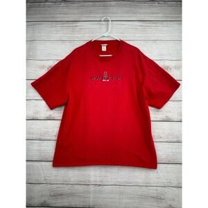 Vintage 90's CSA Los Angeles Anaheim Angels T-Shirt Mens XL Red Blue Embroidered